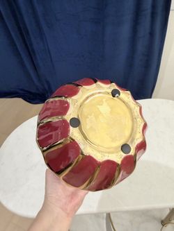 Red & Gold Ceramic Lantern Vase – Festive Decorative