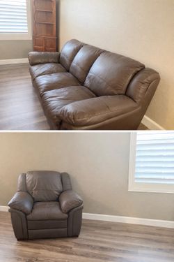 Leather couch + 1 seater