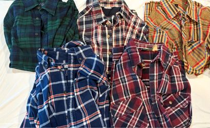 Lot of 5 Men’s Flannel Button Down Long Sleeve Shirts Size Large