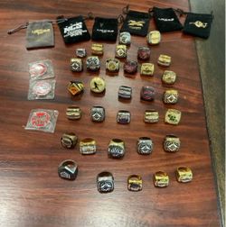 lot of 33 sports baseball championship rings,