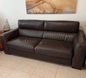 Genuine Leather Sofa - Dark Chocolate Brown