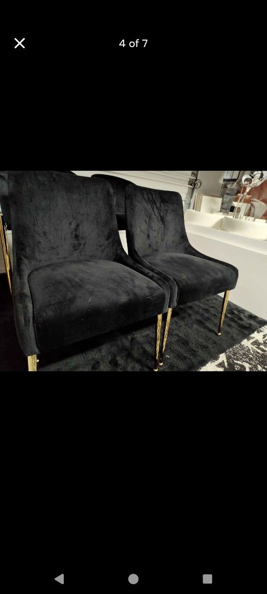 Black Velvet Chairs ( Only 2 Available) .. $199 .. Almost New Condition Meridian Brand