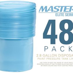 Master Elite 2.8 Gallon Paint Pressure Pot Tank Liners, Pack of 48 - Disposable Liners that Fit Most 2.5 to 2.8 Gallon Tanks, TCP Global Models - Keep