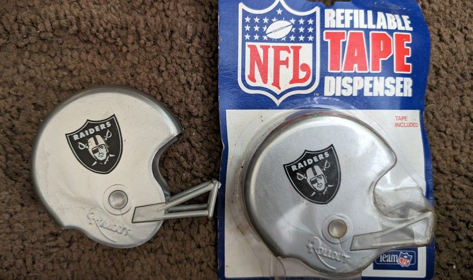 NFL Team (1) Las Vegas Raiders Football Team Helmet Tape Dispenser Refillable. Including Scotch Tape