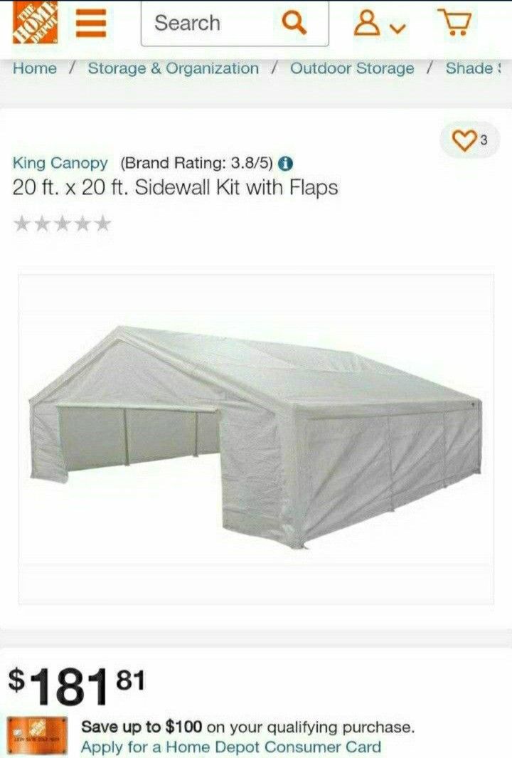 KING CANOPY 20 x 20 Ft Sidewall Kit with Flaps