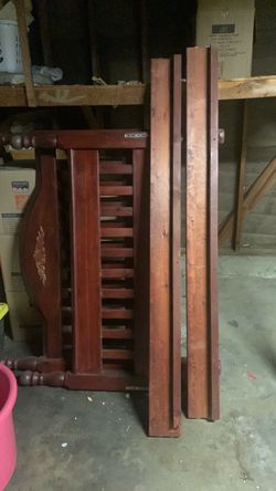complete bed frames front, back and sides dark cherry wood