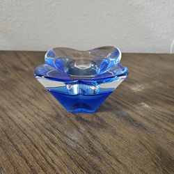 Orrefors Sweden Crystal Cornflower Cobalt Blue Votive Tealight Candle Holder