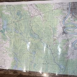 Vintage Large Laminated Map Of Baton Rouge 