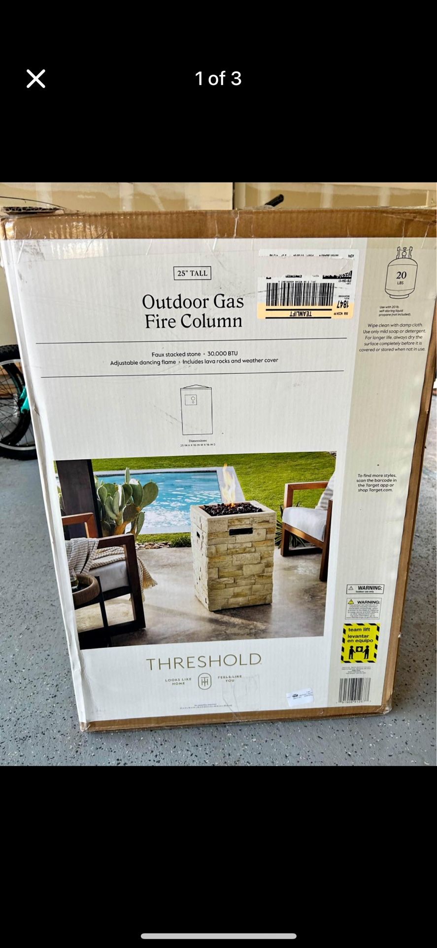Outdoor Gas Fire Column 25”