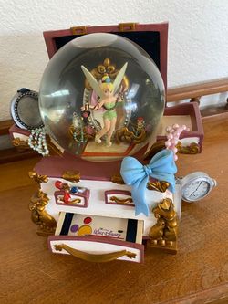 Large Tinker Bell musical Snow Globe Tink in a Jewelry Box