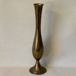 Vintage Solid Brass Fluted Flower Bud Vase Accent Decor
