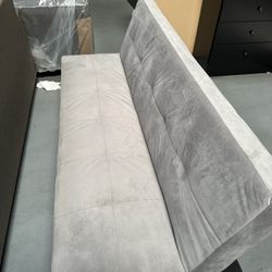 Sofa Futon Light Grey Fabric Gris Sofa Cama