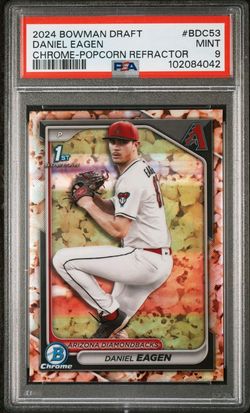 2024 BOWMAN DRAFT CHROME-POPCORN REFRACTOR DANIEL EAGEN #BDC53 Psa 9 Pop 1