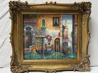 Hand-Painted Oil Painting Wooden Frame 33.5” x 30”