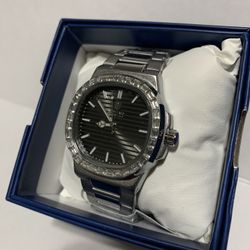 Invicta Montres Prestige 40mm Men’s Watch Silver Tone Black Dial With Stones