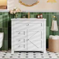 Lacoo Bathroom Vanity with Resin Sink - Size: 30"