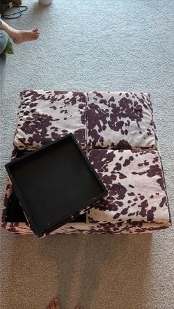 Cow Print Storage Ottoman with Trays