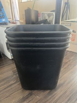 Small Black Plastic Trash Cans. $5 Each