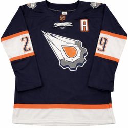 Leon Draisaitl Jersey Reverse Retro Blue Edmonton Oilers Large Stitched #29