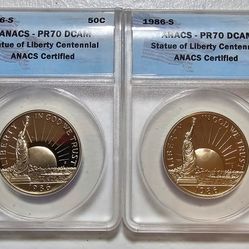 1986-S Proof70 Statue Of Liberty Centennial Half Dollars.