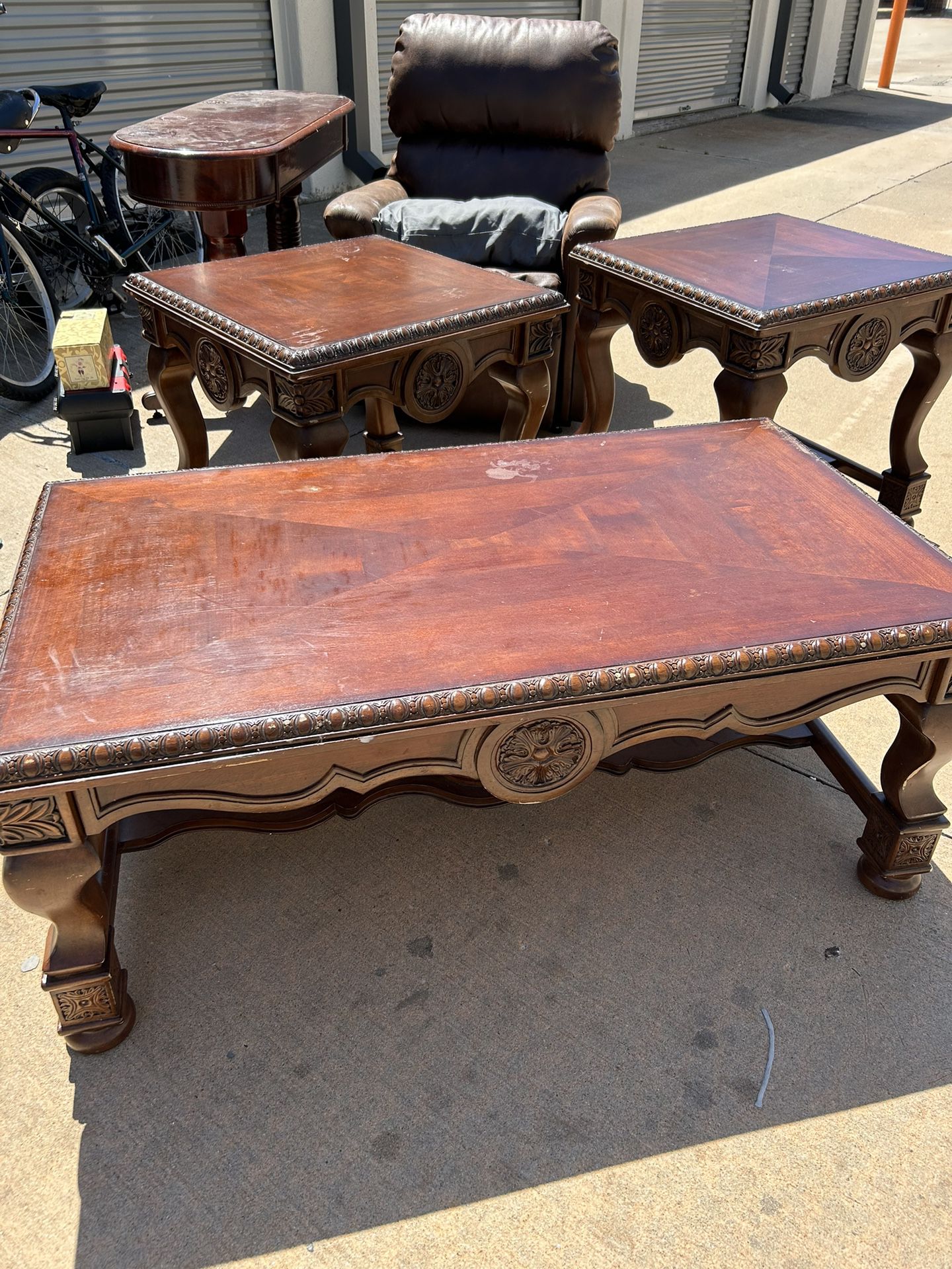 Cherry Coffee Table And End Tables, High Quality