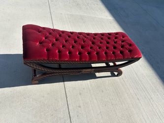 Red velvet wooden bench