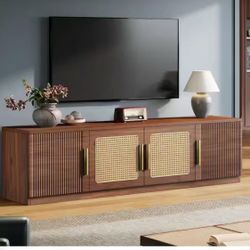 ❤️‍🔥 Walnut TV Stand Entertainment Center Fits TV's up to 80 in. with 6-Tier Storage Shelf. $120