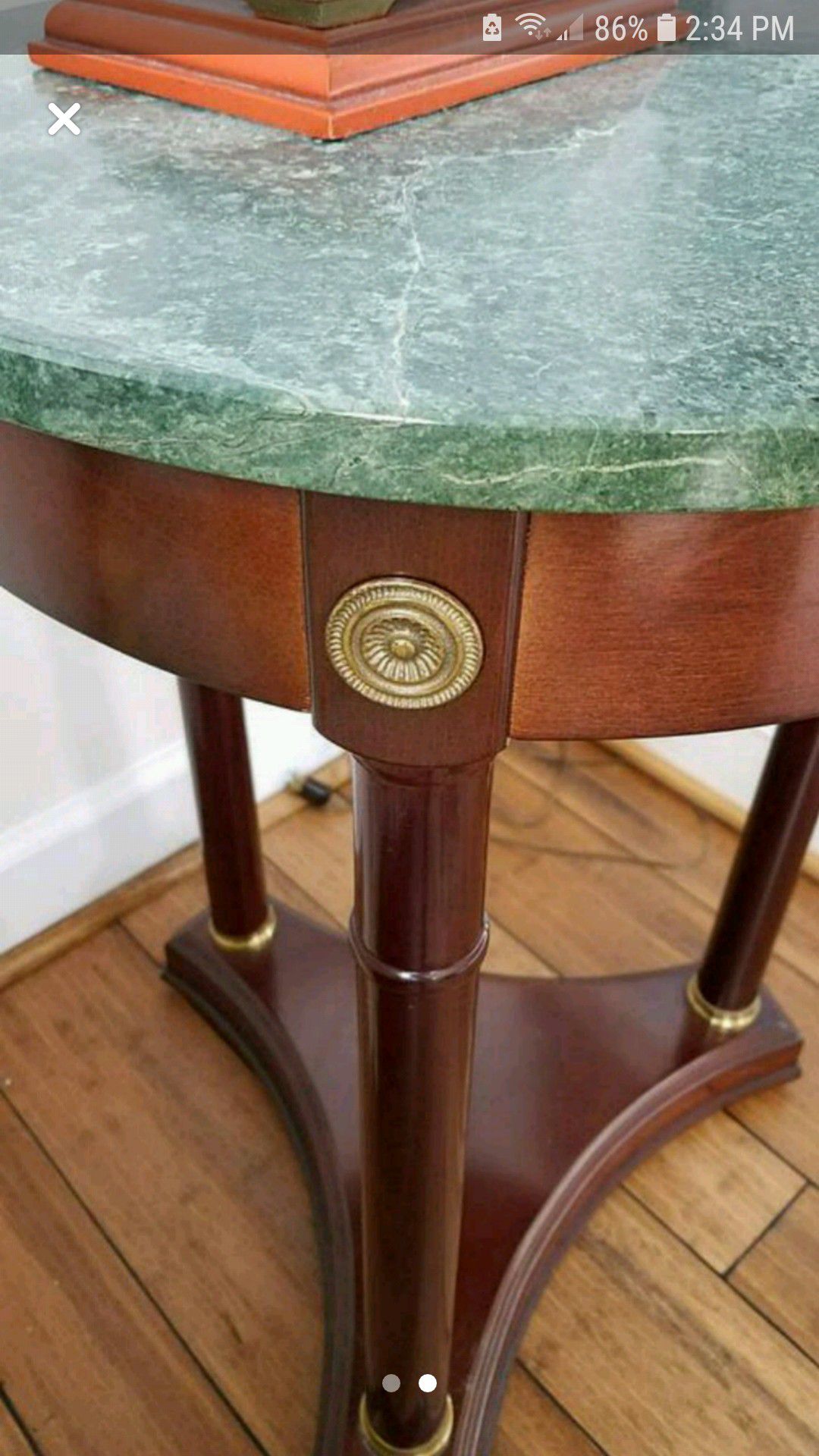 Classic Federal style end table with marble top