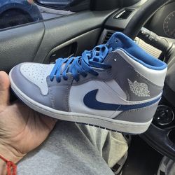 Nike Air Jordan 1 Mid 'True Blue' Cement Grey White 