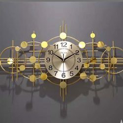 Large Decorative Metal Wall Clock For Home Office Living Room - Silent Non-Ticking Quartz Design