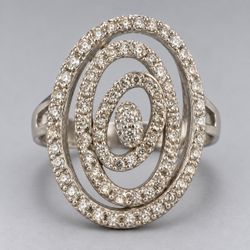18K White Gold Pavé Spiral Statement Ring