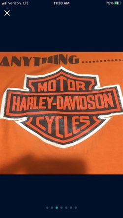 HARLEY DAVIDSON 1970’s RARE  VINTAGE CHAMPION “BLUE BAR” AUTHENTIC SHIELD & BAR LOGO RAGLAN T SHIRT IN ORANGE (size MEDIUM) ****