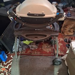 Weber Portable Propane Grille With Portable Stand With Wheels BBQ Camping Hunting