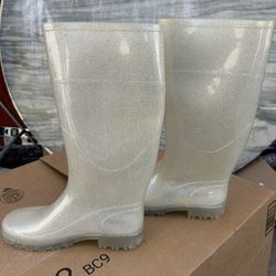 Andrea Glitter Sparkle Waterproof Rain Boots - US Women's Size 7 - READ