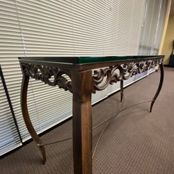 Pier One Glass And Iron  Console  Side Table W/Matching End table