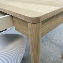 White Oak Desk With Pin Stripped Chair