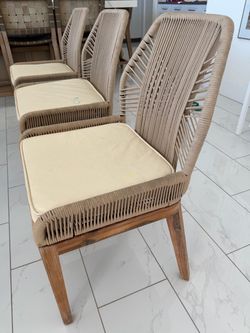 6 rope back dining chairs - well loved.