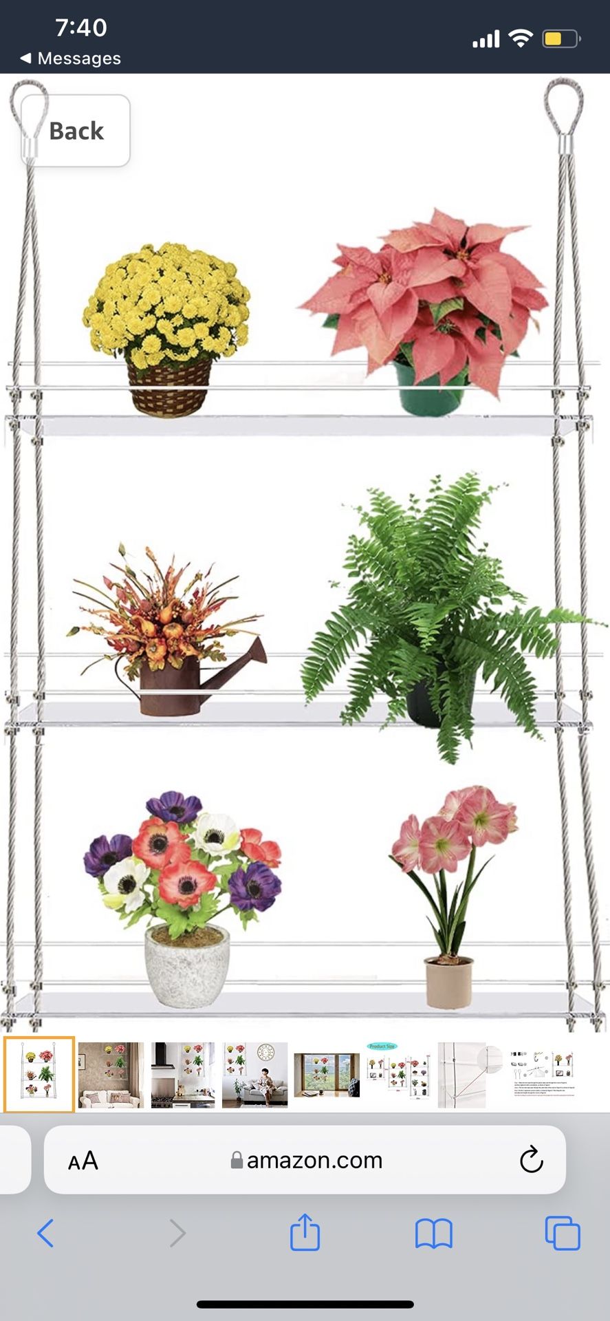 DENGFENG Hanging , 3 Tier Window Plant Shelf Decorative Flower Pot Rack for Indoor Garden,