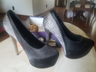 Black and silver beautiful heels