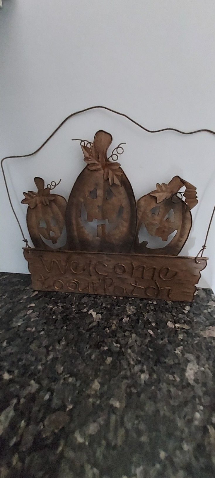 Halloween Decor Welcome To Our Patch Metal Wall Door Hanging 