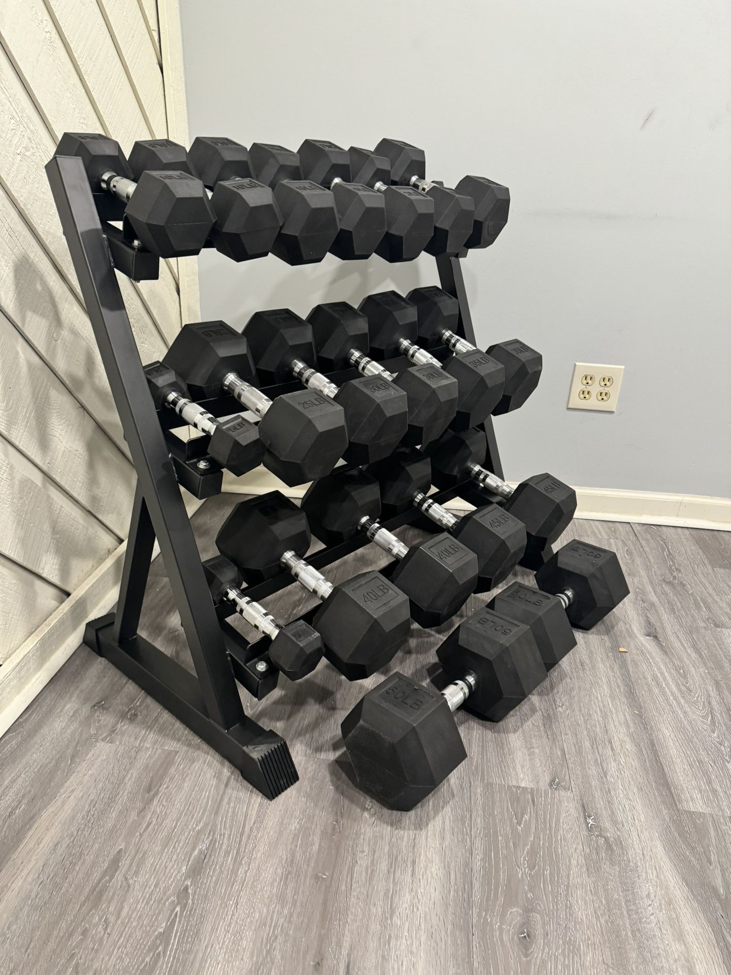 Rubber Hex Head Dumbbell Set 