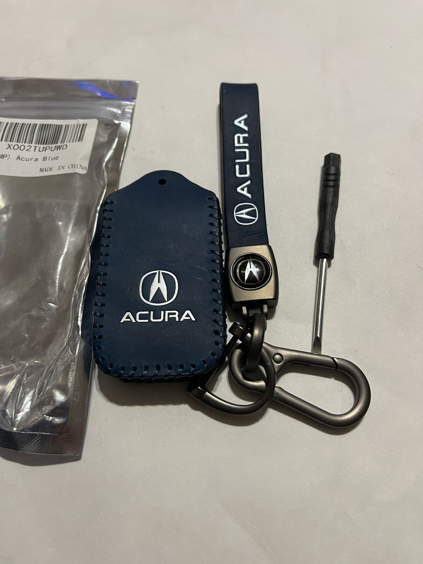 Leather Car Key Fob Case Cover Holder and Key Chain For Acura