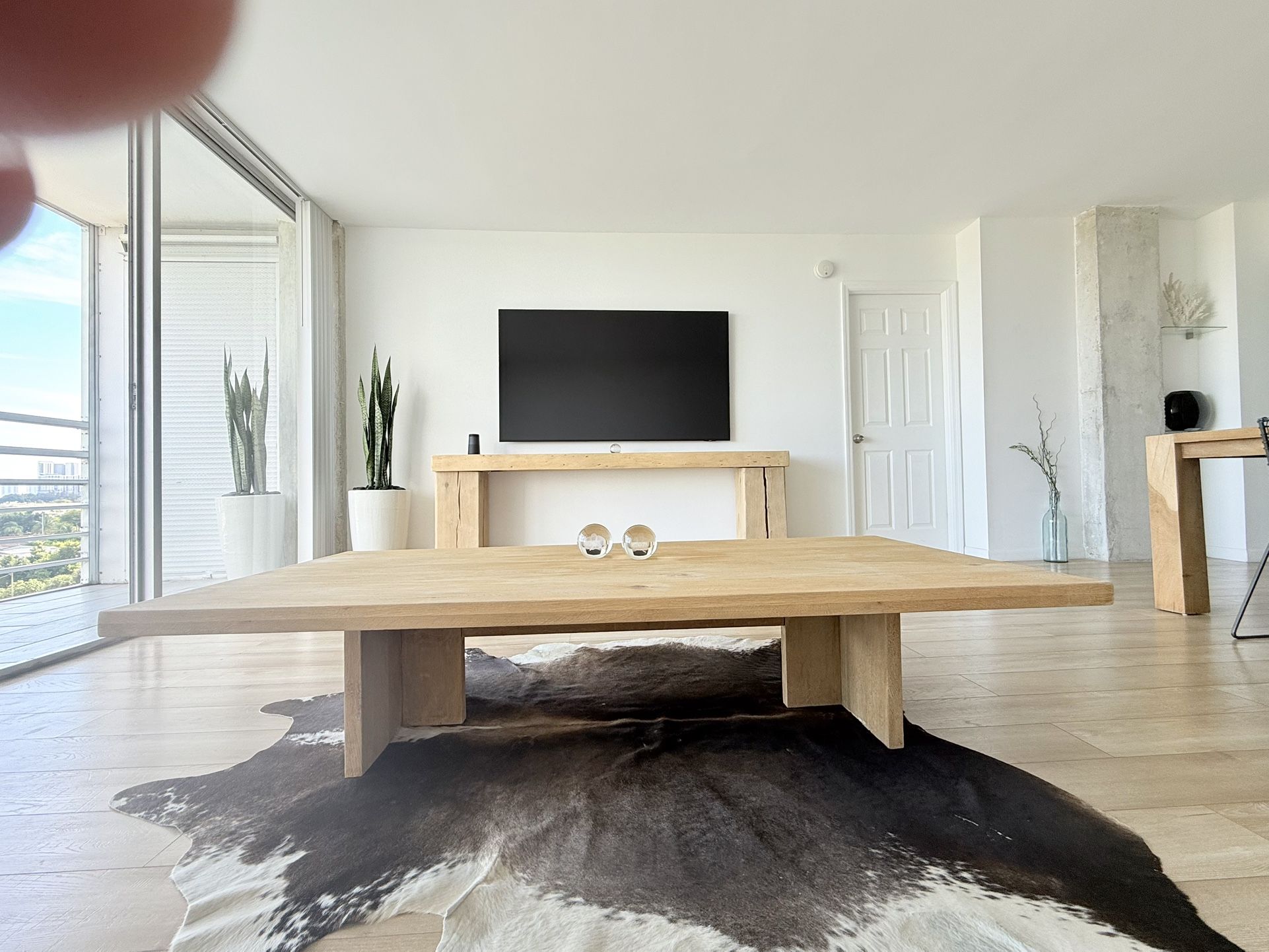 Large Solid Oak Wood Coffee Table