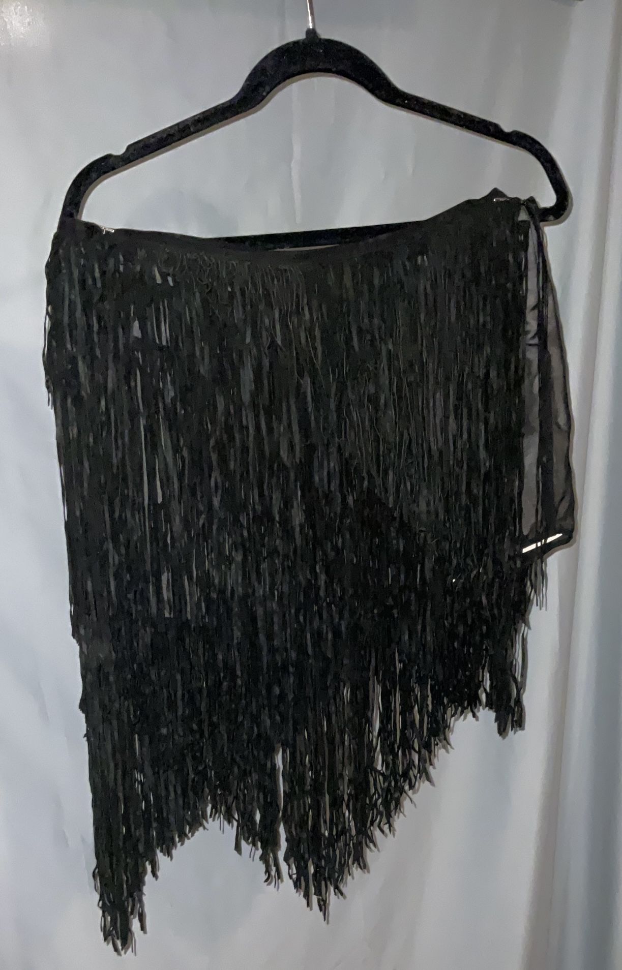 Black Fringe Mini Skirt