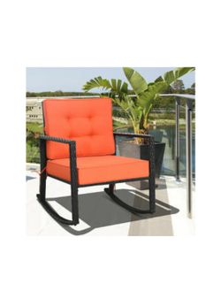 (A56) Patio Rattan Rocker Chair Outdoor Glider Wicker Rocking Chair Cushion Lawn Deck