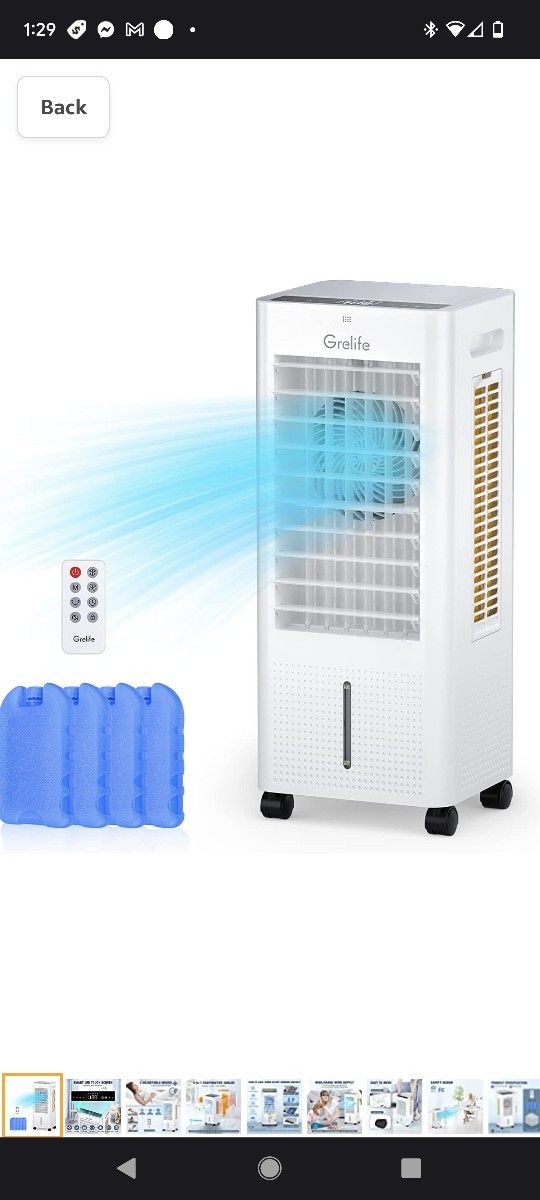 $100 GRELIFE 3 IN 1 PORTABLE EVAPORATIVE AIR COOLER FAN & HUMIDIFIER 
