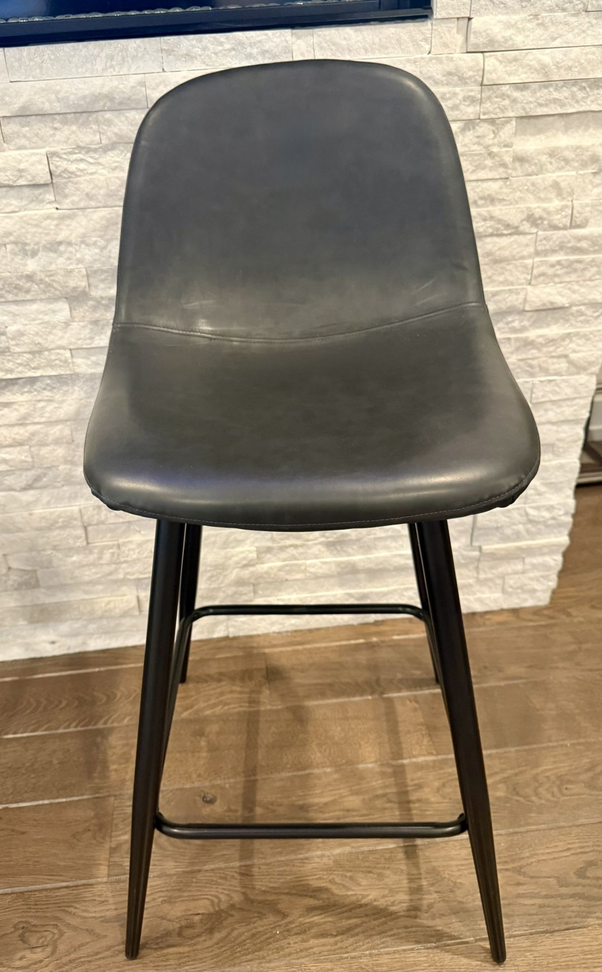 Set of 4 Modern Black Counter Stools – Faux Leather Seats, 25” Height, Assembled