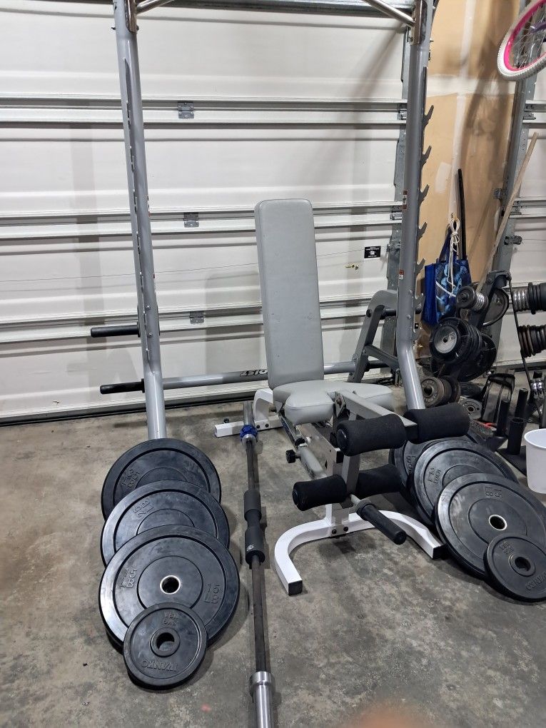 Home Gym $500 / Hoist Squat Rack, Olympic Weights, Barbell, Weight Bench