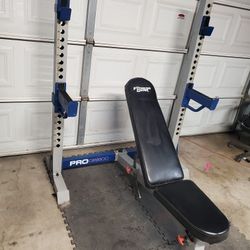 Fitness Gear Pro Olympic Weight Bench With Squat Rack , Adjustable Bench And  With Spotters .below Retail Price 