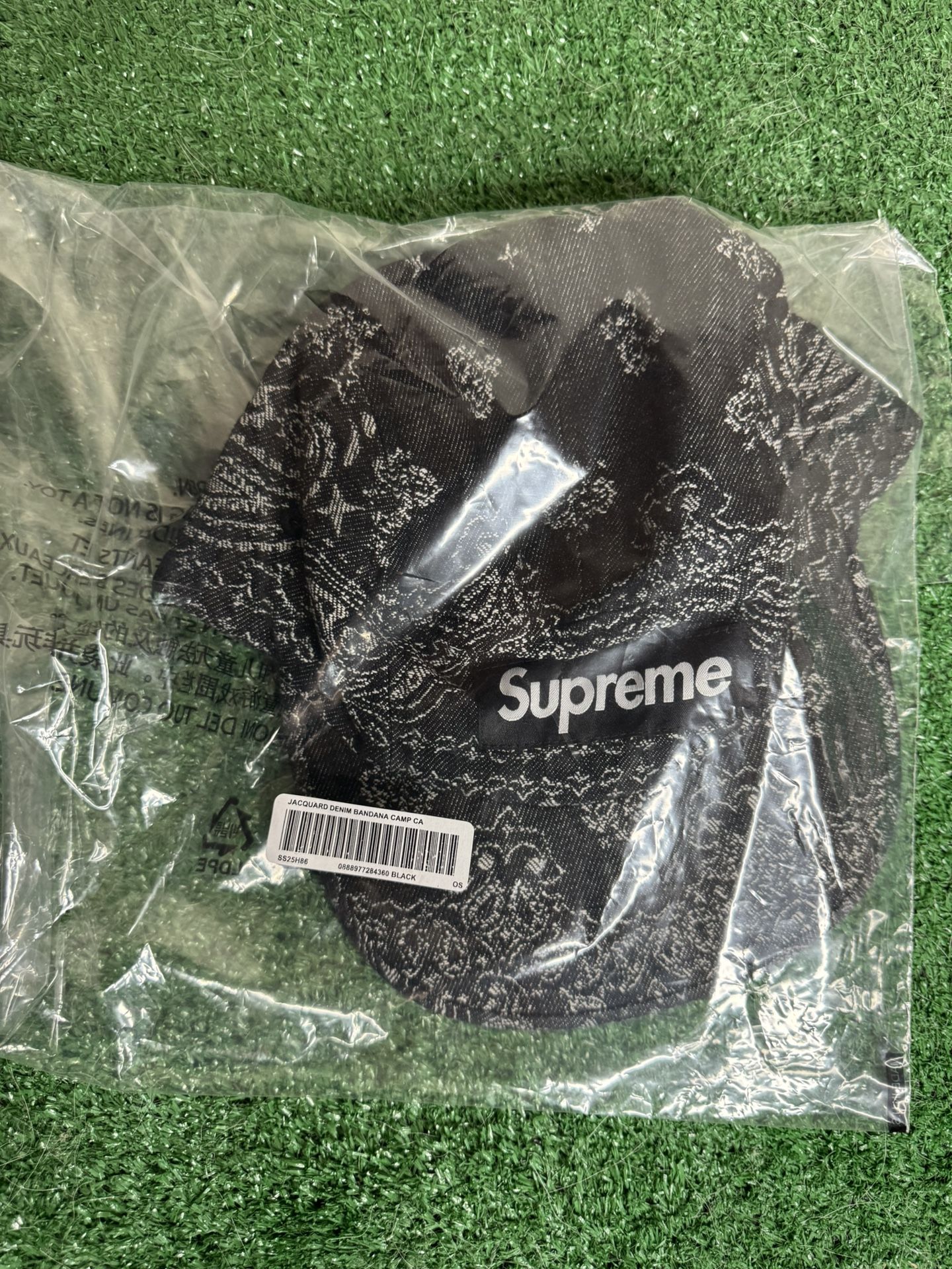 Supreme Bandana Jacquard Denim Camp Cap Black